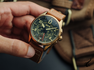 Montre chronographe à quartz AVI-8 Spitfire Lock Bronze Green, 42 mm, AV-4089-02