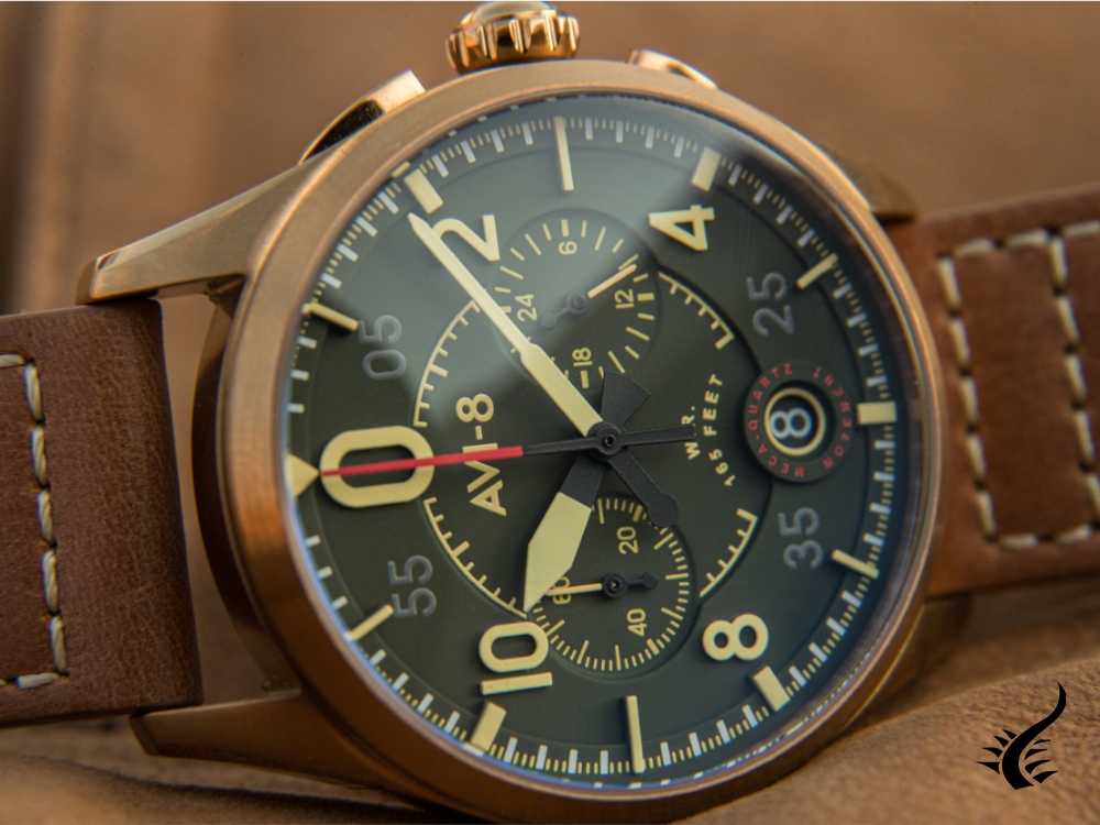 AVI-8 Spitfire Lock Chronograph Bronze Green Quartz Watch, 42 mm, AV-4089-02