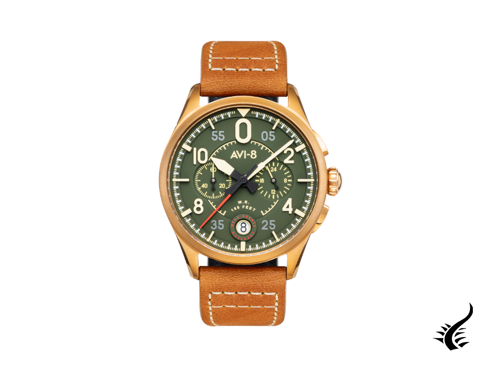 Montre chronographe à quartz AVI-8 Spitfire Lock Bronze Green, 42 mm, AV-4089-02