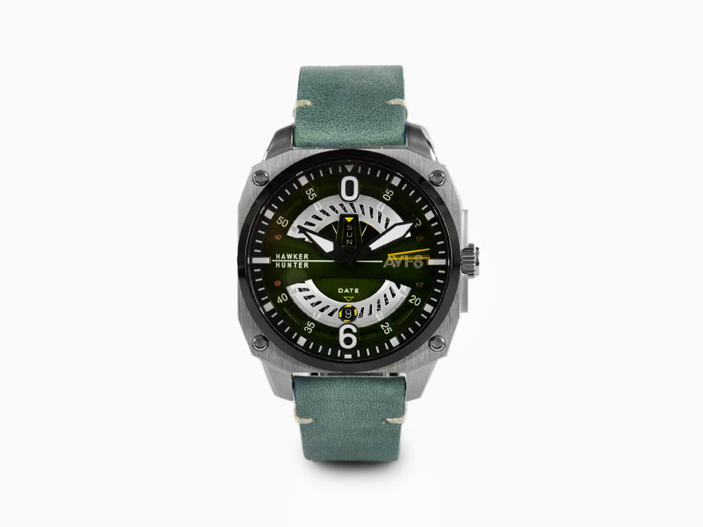 AVI-8 Hawker Hunter Day Date Edition Quartz Watch, Green, 45 mm, AV-4057-03