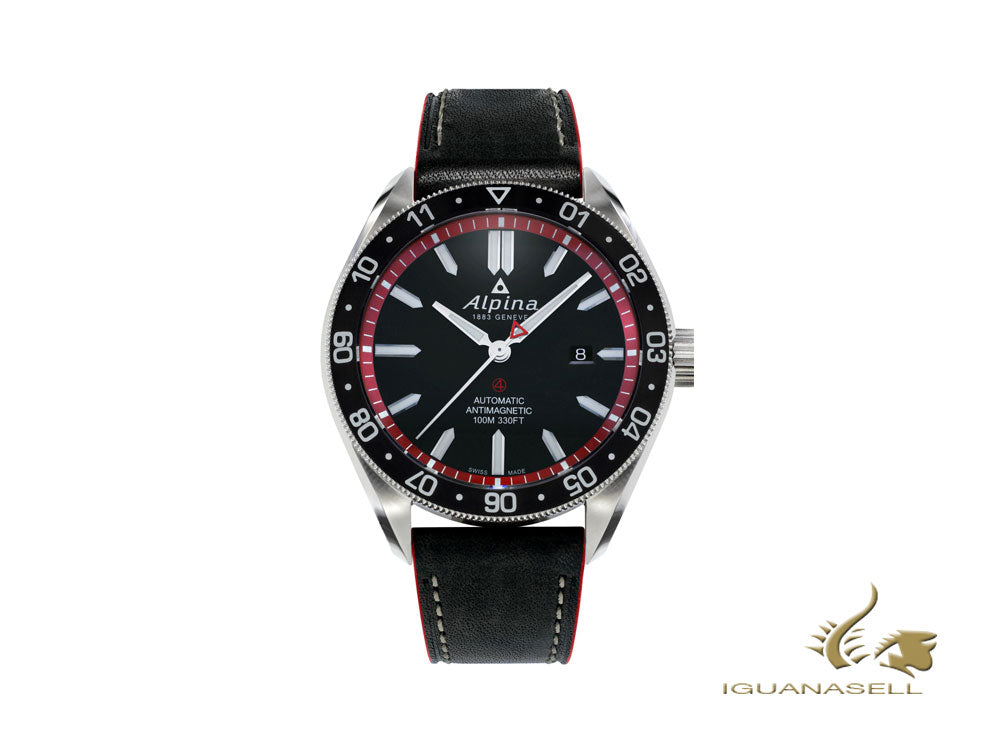 Montre automatique Alpina Alpiner 4, noir/rouge, 44 mm, jour, AL-525BR5AQ6