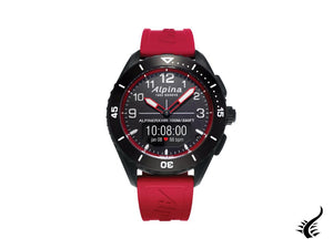 Montre à quartz Alpina Alpiner, noire, GMT, alarme, rouge, AL-284LBR5AQ6