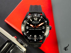 Montre connectée Alpina Alpiner X, 45 mm, noire, GMT, alarme, date, AL-283LBB5AQ6