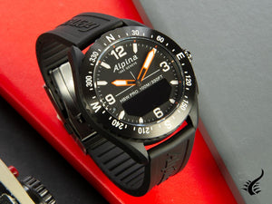 Montre connectée Alpina Alpiner X, 45 mm, noire, GMT, alarme, date, AL-283LBB5AQ6