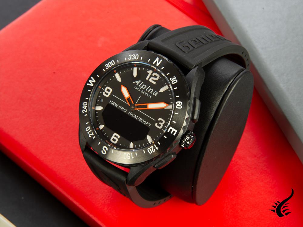 Montre connectée Alpina Alpiner X, 45 mm, noire, GMT, alarme, date, AL-283LBB5AQ6