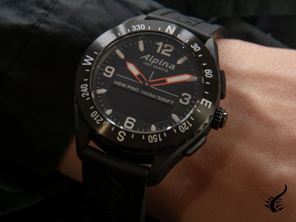 Montre connectée Alpina Alpiner X, 45 mm, noire, GMT, alarme, date, AL-283LBB5AQ6