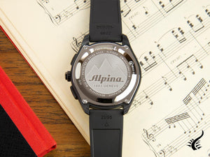 Montre connectée Alpina Alpiner X, 45 mm, noire, GMT, alarme, date, AL-283LBBO5SAQ6