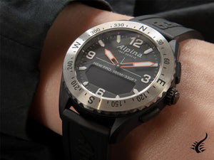 Montre connectée Alpina Alpiner X, 45 mm, noire, GMT, alarme, date, AL-283LBBO5SAQ6