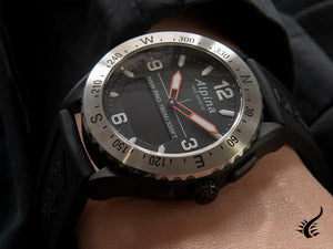 Montre connectée Alpina Alpiner X, 45 mm, noire, GMT, alarme, date, AL-283LBBO5SAQ6