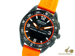 Montre connectée Alpina Alpiner X, 45 mm, noire, GMT, alarme, date, AL-283LBO5AQ6