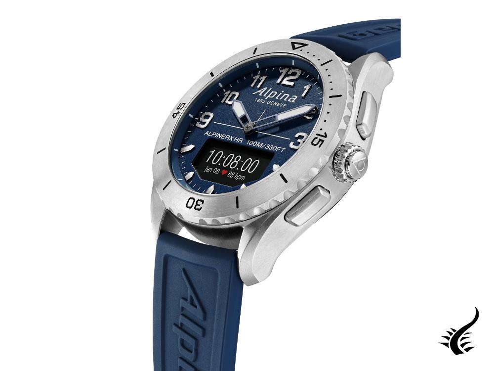 Montre connectée Alpina AlpinerX Alive, bleu, GMT, alarme, bleu, AL-284LNN5TAQ1