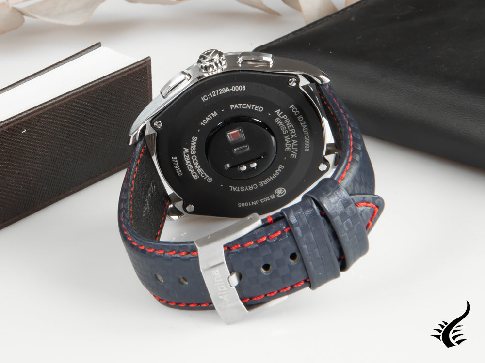 Montre connectée Alpina AlpinerX Alive, bleu, GMT, alarme, bleu, AL-284LNNR5SSAQ6L