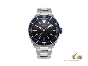 Montre automatique Alpina Seastrong Diver 300, noire, 44 mm, 30 atm, jour