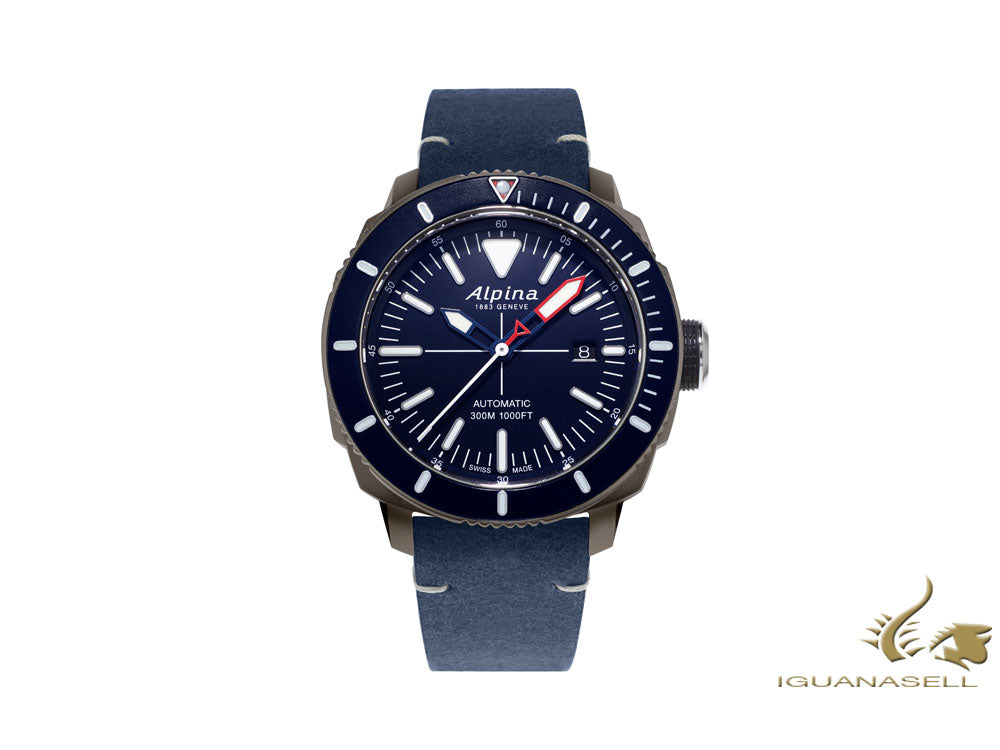 Montre automatique Alpina Seastrong Diver 300, bleu, 44 mm, 30 atm, AL-525LNN4TV6