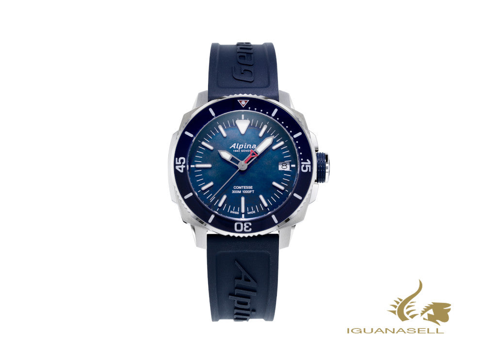 Montre à quartz pour femme Alpina Seastrong Diver Comtesse, bleu, 34 mm, AL-240MPN2VC6