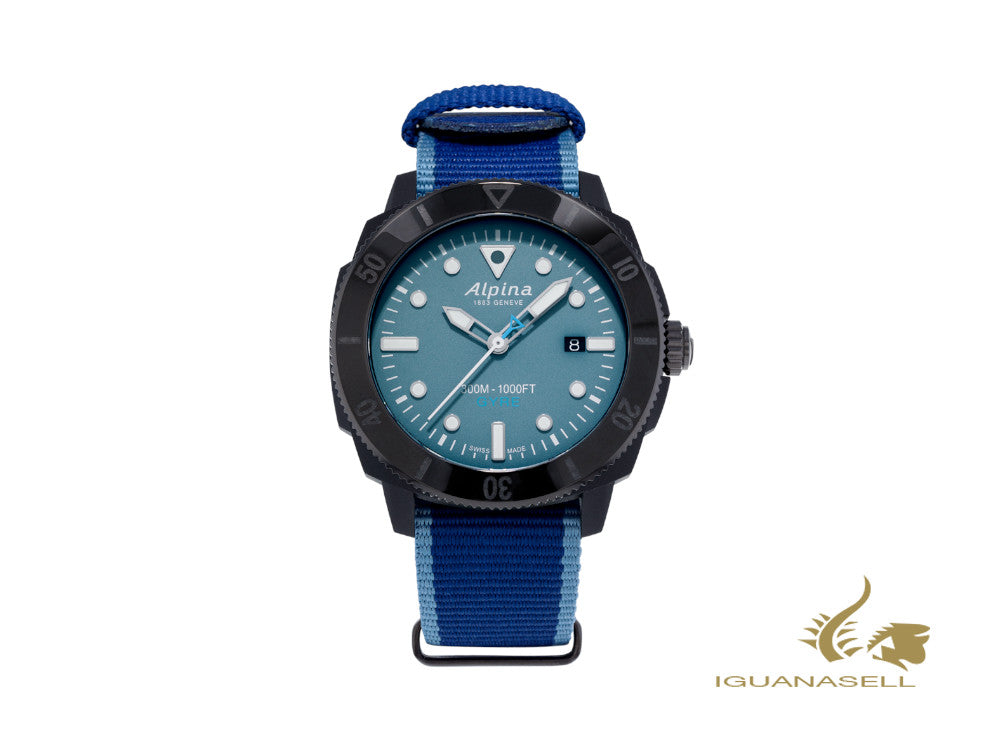 Montre automatique Alpina Seastrong Diver Gyre, bleu, 44 mm, 30 atm, AL-525LNB4VG6