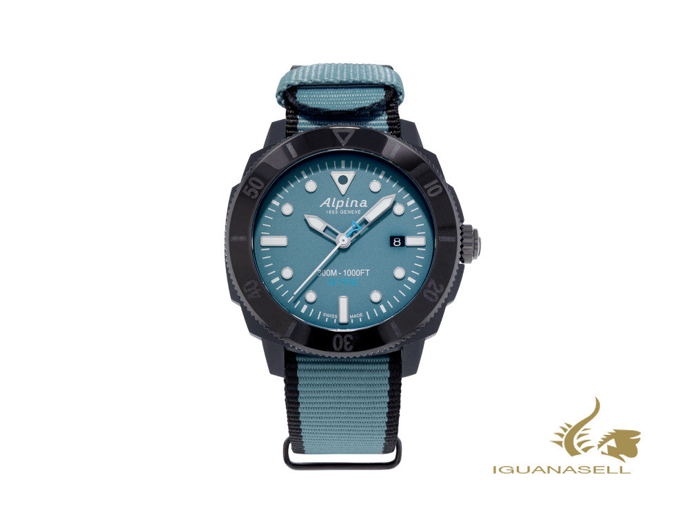 Montre automatique Alpina Seastrong Diver Gyre, bleu, 44 mm, AL-525LNB4VG6BLK