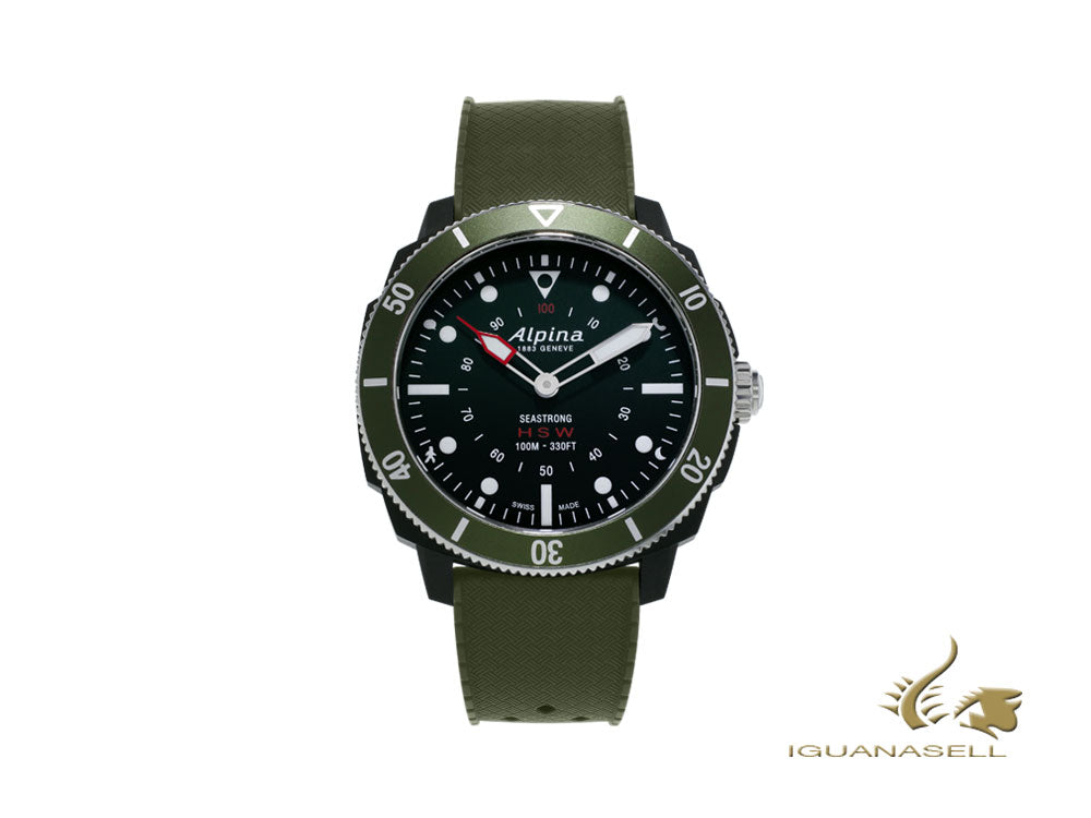 Montre à quartz Alpina Seastrong Horological Smartwatch, verte, 44 mm, 10 atm