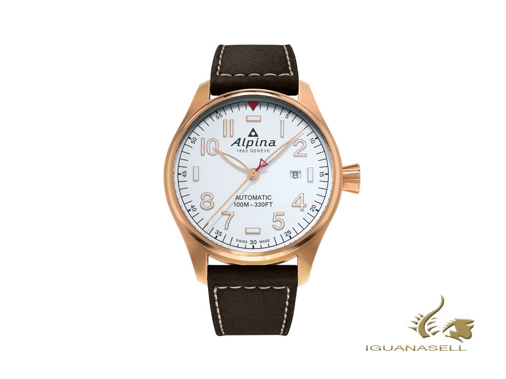 Alpina Startimer Pilot Automatic Watch, AL-525, PVD Rose Gold, 44mm, White, Day