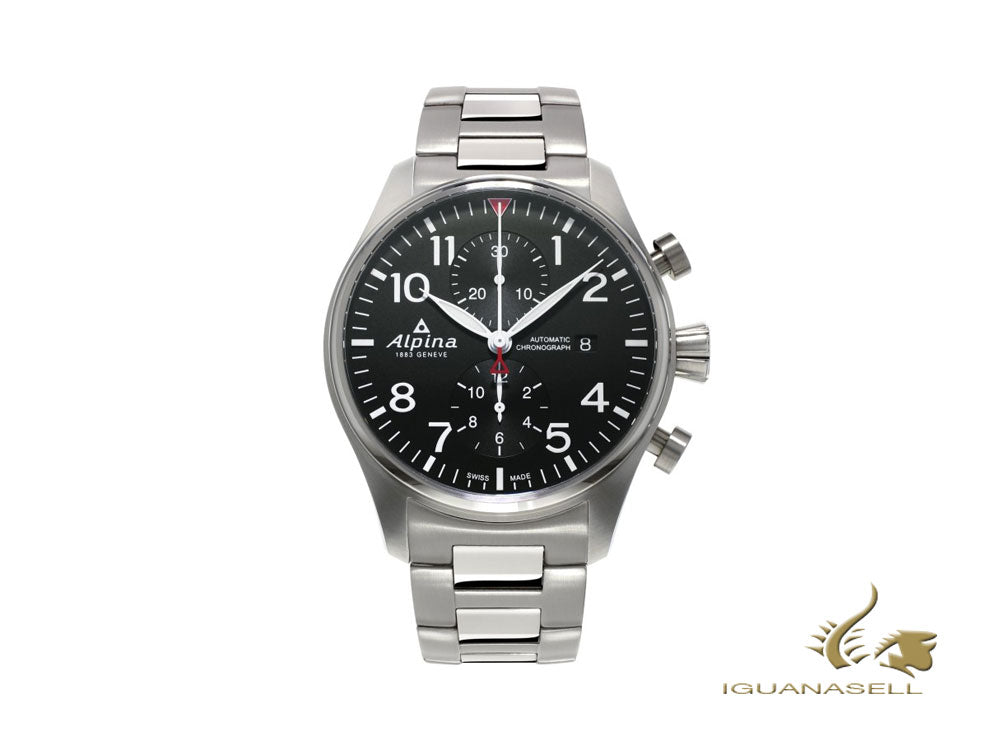 Montre chronographe automatique Alpina Startimer Pilot, AL-725, noire, jour