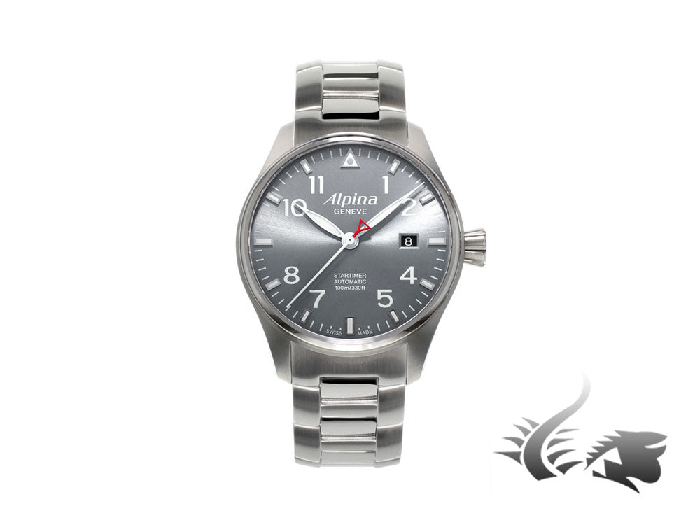 Montre automatique Alpina Startimer Pilot, gris, jour, bracelet en acier, édition L.