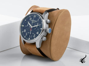 Montre à quartz Alpina Startimer Pilot Chronograph Big Date, AL-372, bleu, cuir