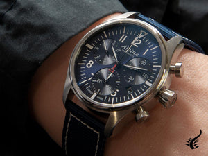 Montre chronographe à quartz Alpina Startimer Pilot, 42 mm, bleu, jour et date