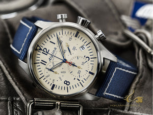 Montre chronographe à quartz Alpina Startimer Pilot, 42 mm, beige, bleu, jour et date