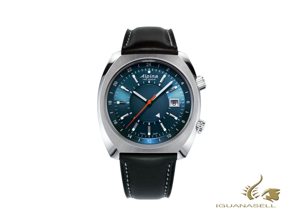Alpina Startimer Pilot Heritage Automatic Watch, GMT, Blue, Day, AL-555N4H6