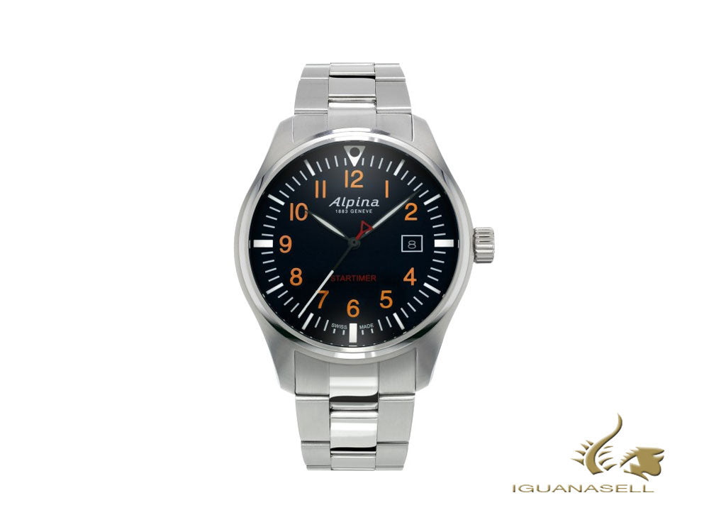 Montre à quartz Alpina Startimer Pilot, 42 mm, noir, orange, jour, AL-240N4S6B