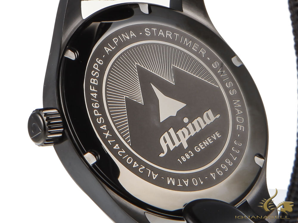 Alpina Startimer Pilot Quartz Watch, 42mm, GMT, Black, Nato, AL-247BR4FBS6