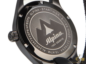 Montre à quartz Alpina Startimer Pilot, 42 mm, GMT, noir, Nato, AL-247BR4FBS6