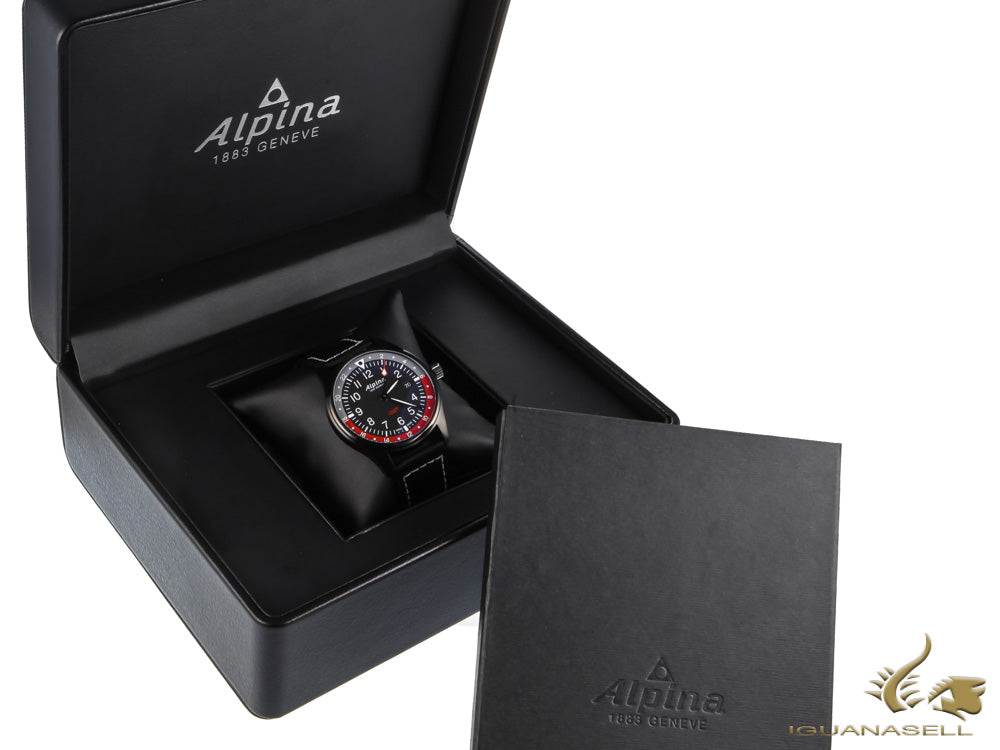 Alpina Startimer Pilot Quartz Watch, 42mm, GMT, Black, Nato, AL-247BR4FBS6