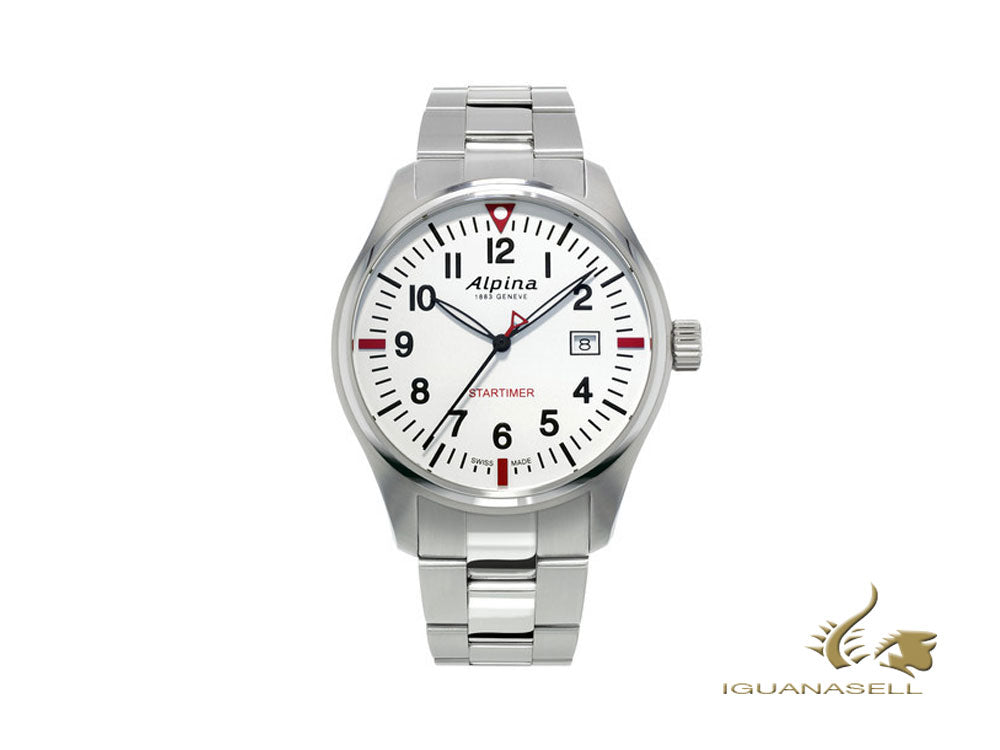 Montre à quartz Alpina Startimer Pilot, AL-240, 42 mm, blanc/rouge, jour, AL-240S4S6B