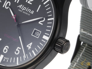 Montre à quartz Alpina Startimer Pilot, PVD, 42 mm, noir/vert, jour, AL-240B4FBS6