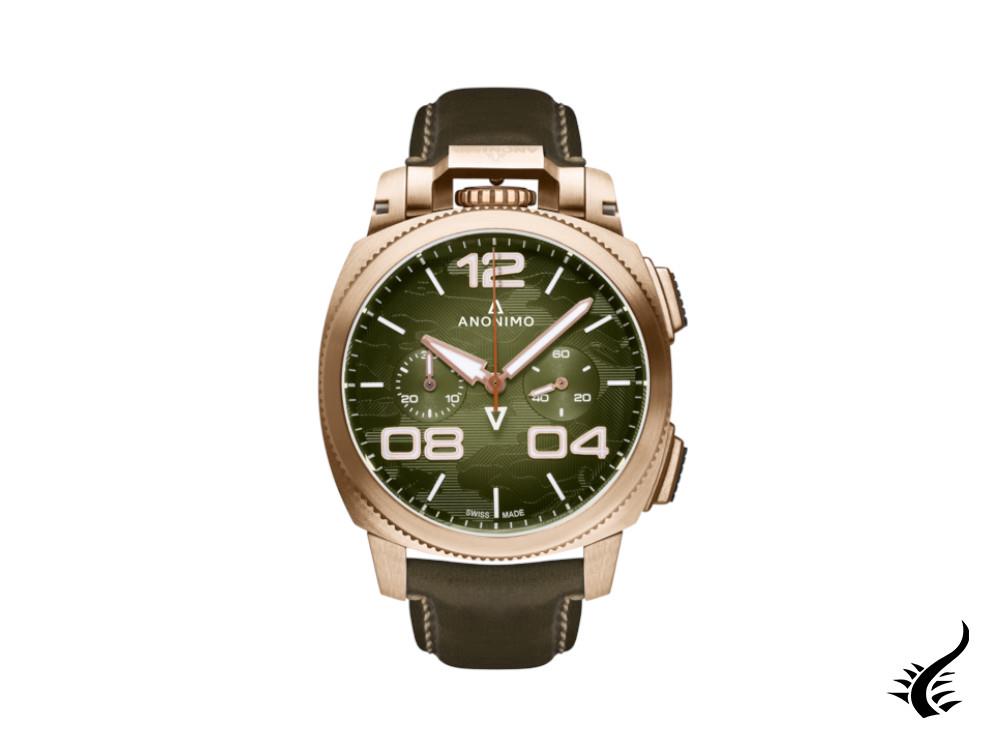 Montre Automatique Anonimo Alpini-Camouflage Khaki, Bronze, Vert, 43,4 mm, LE