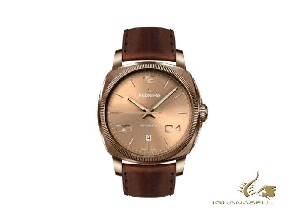 Montre automatique Anonimo Epurato, bronze, or, 42 mm, cuir, AM-4000.04.444.W88