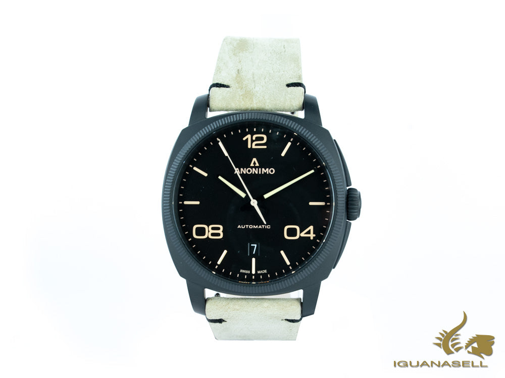 Montre automatique Anonimo Epurato Safari, DLC, noire, 42 mm, AM-4000.02.292.K19