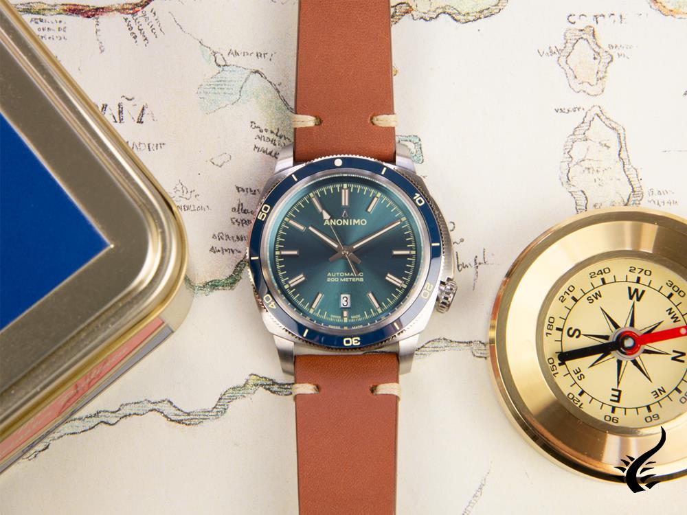 Anonimo Nautilo Vintage Automatic Watch, Blue, 42 mm, 20 atm, AM-5019.06.103.I12