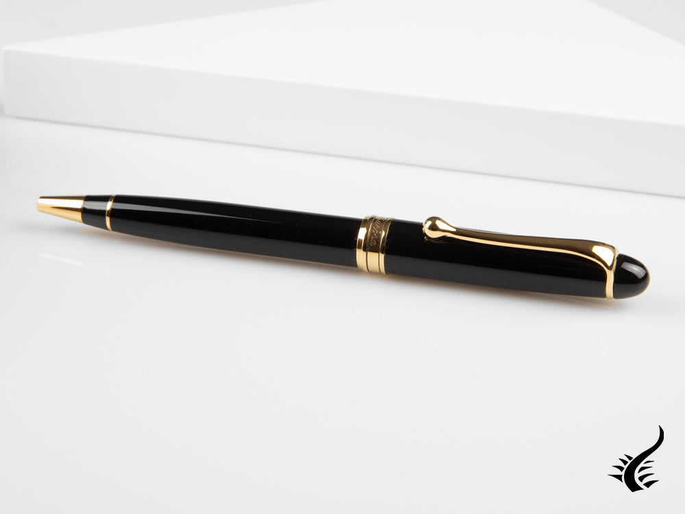 Aurora 88 Ballpoint pen, Resin, Black, Gold plated, 830