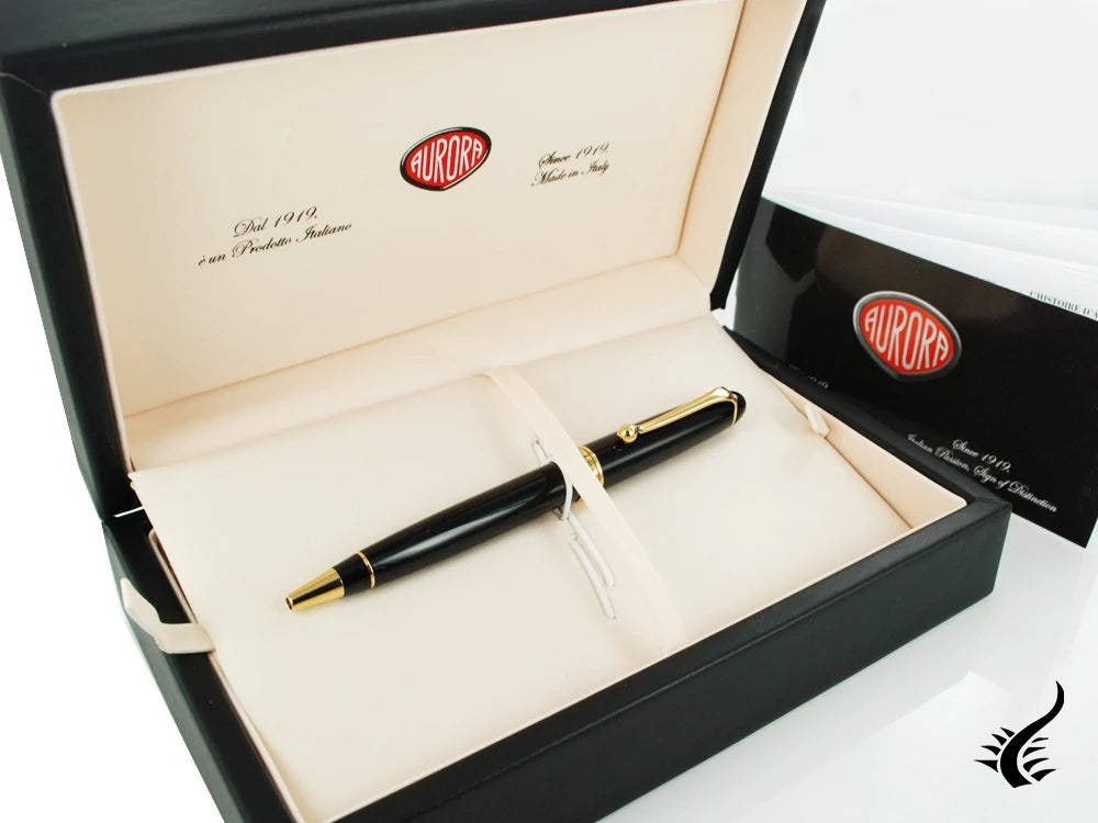 Aurora 88 Ballpoint pen, Resin, Black, Gold plated, 830