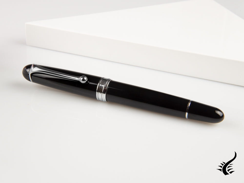 Aurora 88 Big Fountain Pen, Black Resin, Chrome trim, 800C