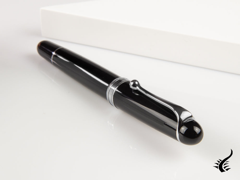 Aurora 88 Big Fountain Pen, Black Resin, Chrome trim, 800C