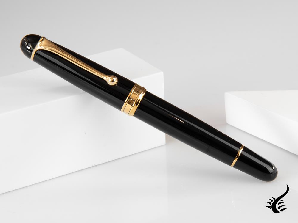 Aurora 88 Big Fountain Pen, Black Resin, Gold plated, 800