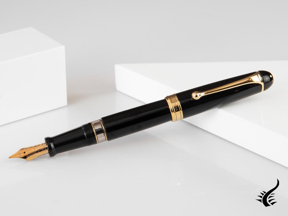 Aurora 88 Big Fountain Pen, Black Resin, Gold plated, 800