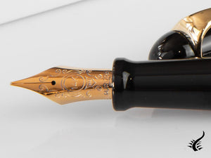 Aurora 88 Big Fountain Pen, Black Resin, Gold plated, 800