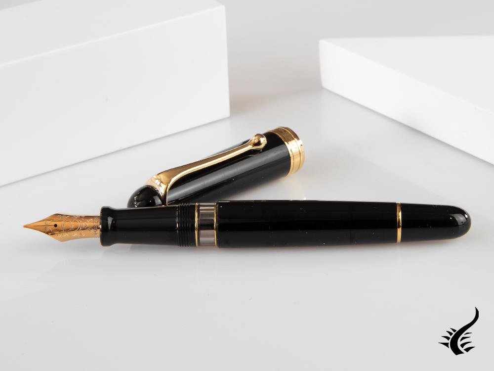 Aurora 88 Big Fountain Pen, Black Resin, Gold plated, 800