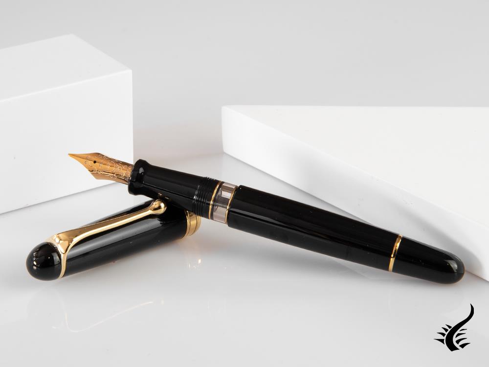 Aurora 88 Big Fountain Pen, Black Resin, Gold plated, 800