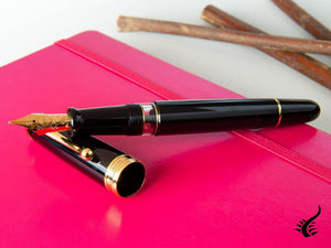 Aurora 88 Big Fountain Pen, Black Resin, Gold plated, 800