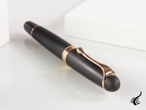 Aurora 88 Black Satin Fountain Pen, Black Resin, Rose Gold Trim, 809-PN